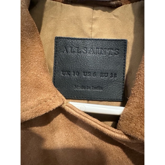 AllSaints Balfern suede moto leather jacket brown NWT - Picture 8 of 9